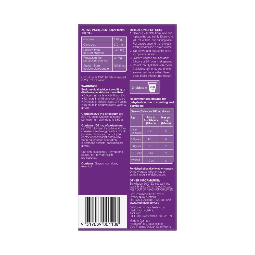 Hydralyte Effervescent Tablets Apple Blackcurrant - 40 pack