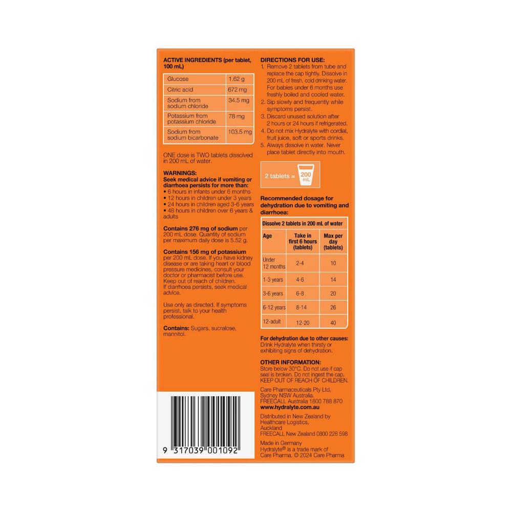 Hydralyte Effervescent Tablets Orange - 40 pack