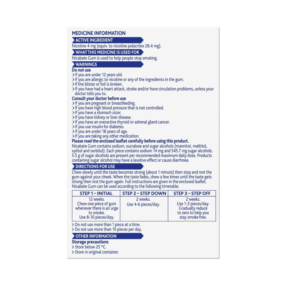 Nicabate Chewing Gum 4Mg - 30 pack