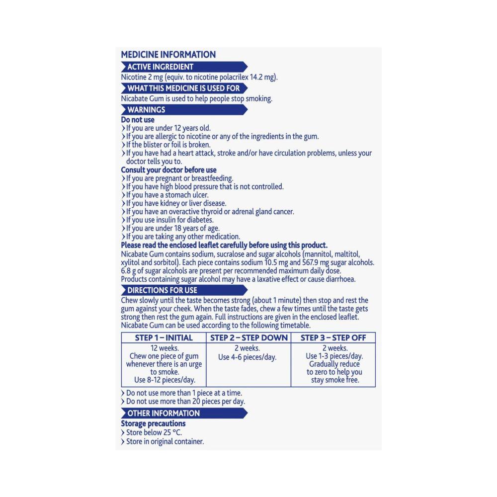 Nicabate Chewing Gum 2Mg - 30 pack