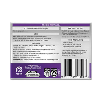 Strepsils Extra Anaesthetic Sore Throat Pain Relief Lozenges Blackcurra ... 36 pack
