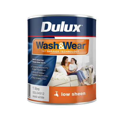 Dulux Interior Paint Wash Wear Low Sheen - 1L - Vivid White