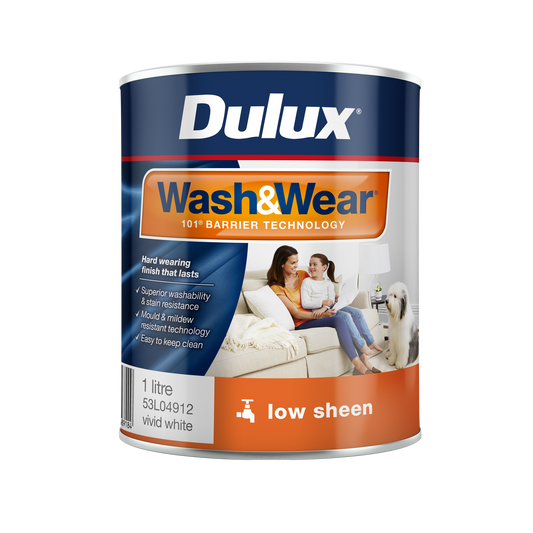 Dulux Interior Paint Wash Wear Low Sheen - 1L - Vivid White