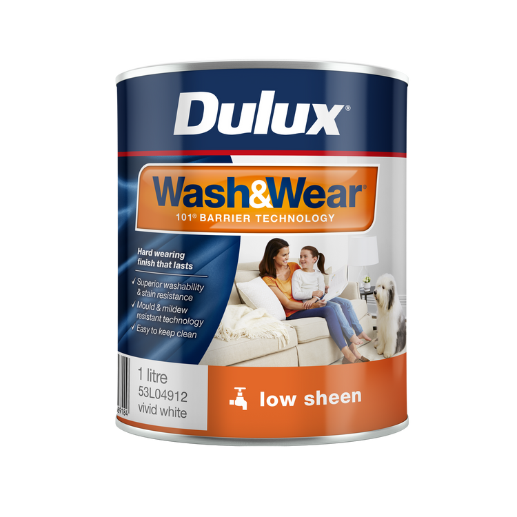 Dulux Interior Paint Wash Wear Low Sheen Vivid White 1L