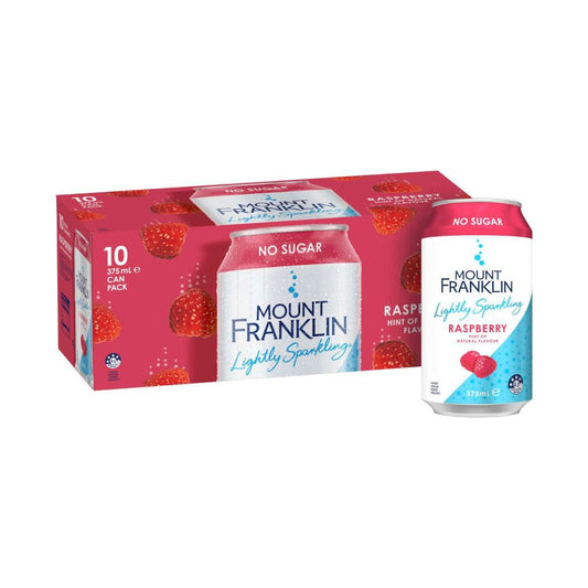 Mount Franklin Lightly Sparkling Water Raspberry Multipack Cans 375ml - 10 Pack