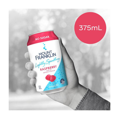 Mount Franklin Lightly Sparkling Water Raspberry Multipack Cans 375ml - 10 Pack