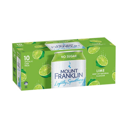Mount Franklin Lightly Sparkling Water Lime Multipack Cans 375ml - 10 Pack