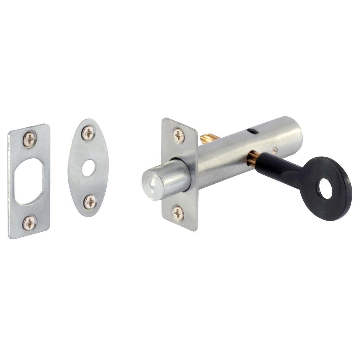 Gainsborough Satin Chrome Door Security Bolt 60mm Zinc Keyed Security