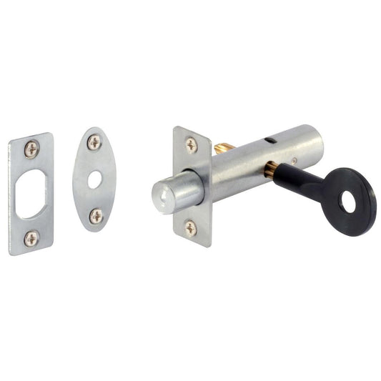 Gainsborough Satin Chrome Door Security Bolt 60mm Zinc Keyed Security