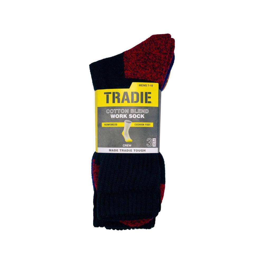Tradie Mens Work Socks 7-10 Black - 3 pack