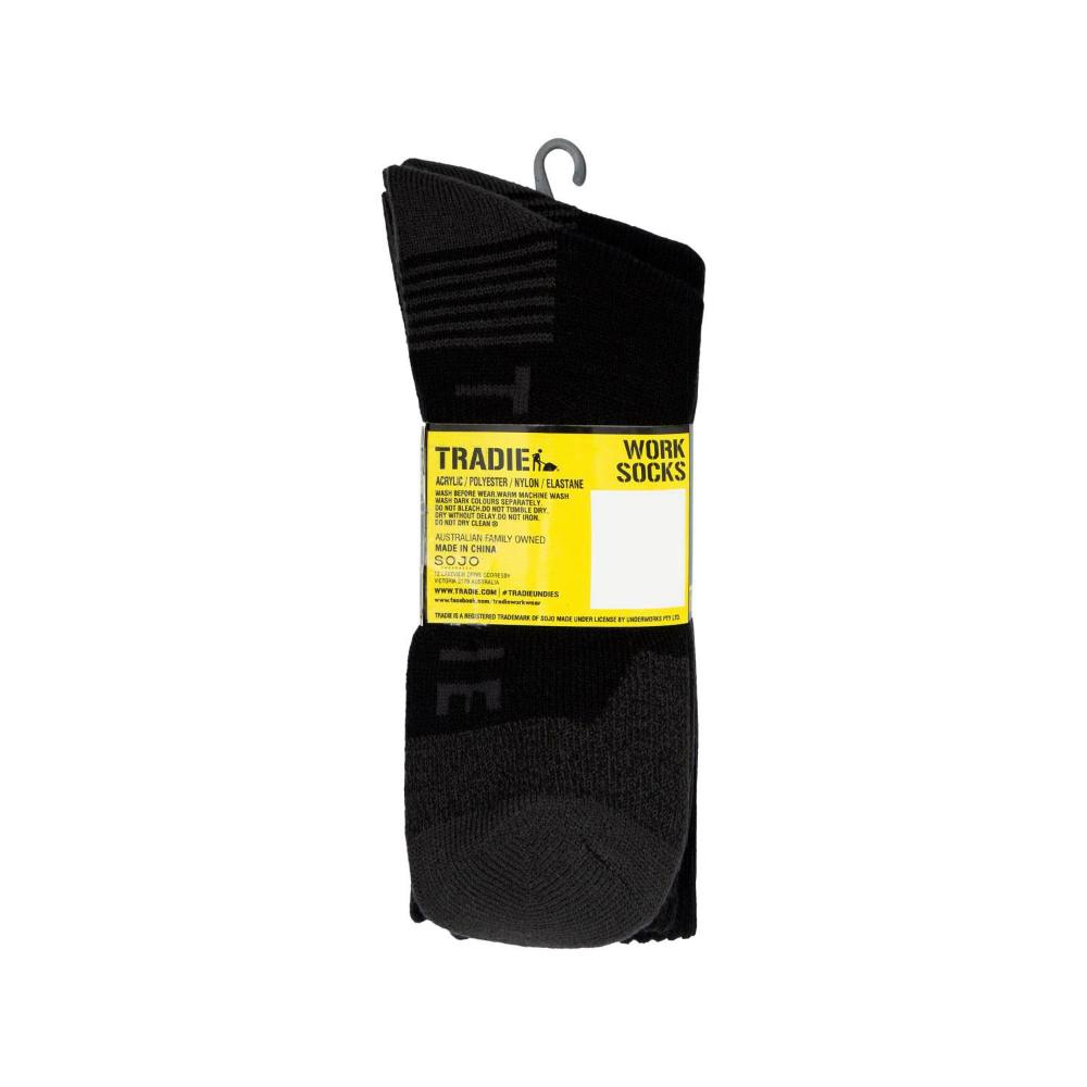 Tradie Mens Work Socks 7-10 Black - 3 pack
