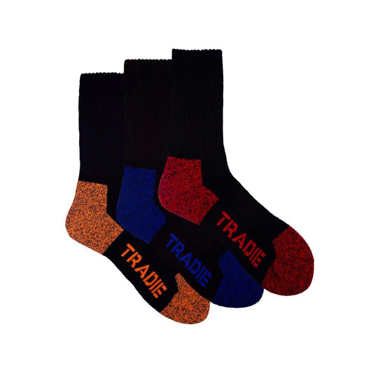 Tradie Mens Work Socks 7-10 Black - 3 pack