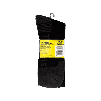 Tradie Mens Work Socks 11-13 Black - 3 pack