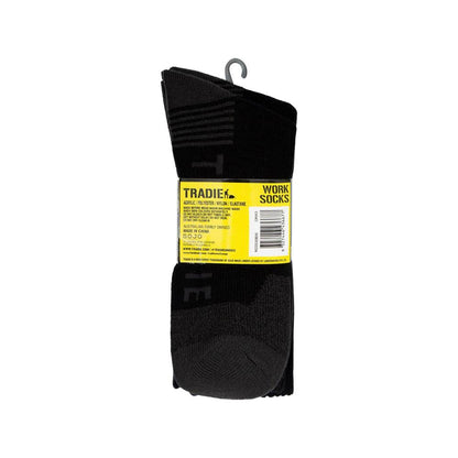 Tradie Mens Work Socks 11-13 Black - 3 pack