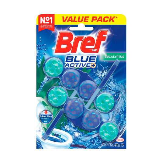 Bref Blue Active Toilet Cleaner Rim Block Eucalyptus 2x50g - 100g