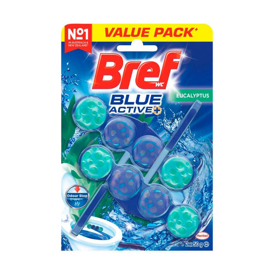 Bref Blue Active Toilet eaner Rim Block Eucalyptus 2x50g - 100g