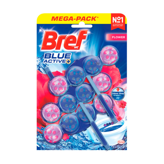 Bref Blue Active Toilet Cleaner Rim Block Flower 3x50g - 150g