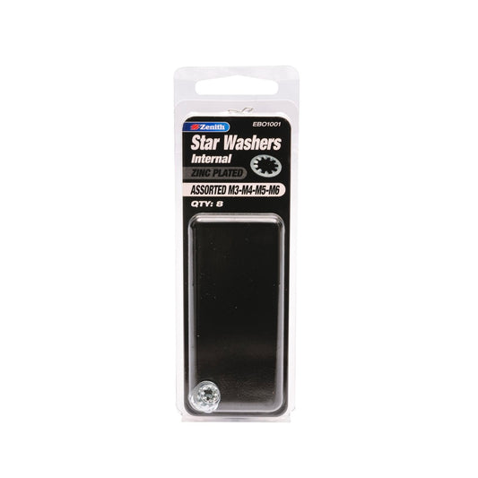 Zenith Zinc Plated Star Washer Assorted M3 to M6 - 8 Pack