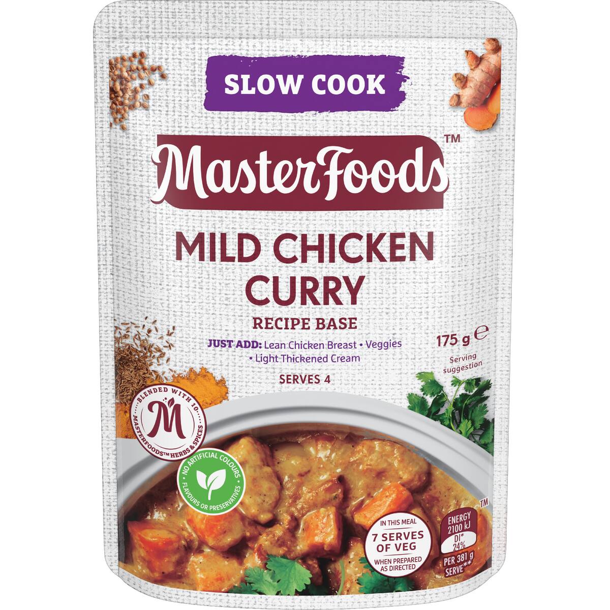 Masterfoods Mild Chicken Curry Slow Cook Recipe Base 175g