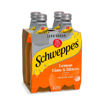 Schweppes Zero Sugar Lemon Lime Bitters Soft Drink assic Mixers Multipack Bottles 300ml x 4 Pack