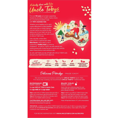 Uncle Tobys Rolled Oats Quick Porridge 1kg