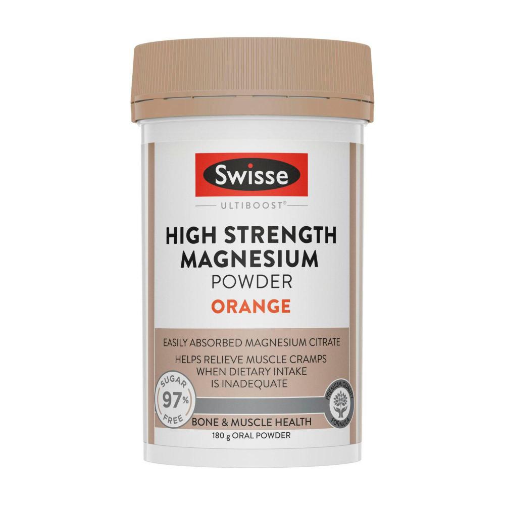 Swisse Ultiboost High Strength Magnesium Powder Orange to Support Muse Health - 180g