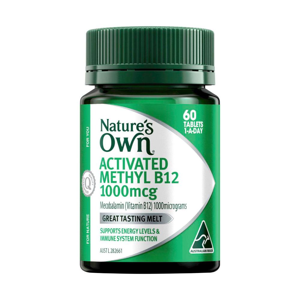 Nature's Own Activated Methyl B12 Vitamin B Tablets For Energy - 60 pack