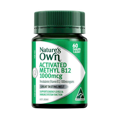 Nature's Own Activated Methyl B12 Vitamin B Tablets For Energy - 60 pack