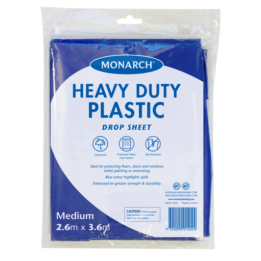 Monarch Plastic Drop Sheet - 2.6m x 3.6m - Blue - Leak Proof