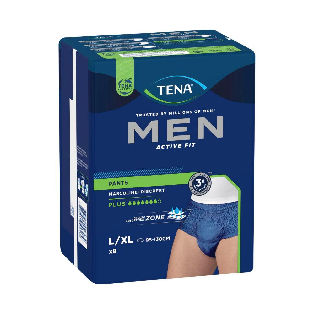 Tena Men Active Fit Plus Navy Incontinence Pants L/xl - 8 pack