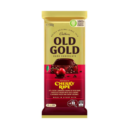 Cadbury Old Gold Cherry Ripe Dark Chocolate Block - 180g