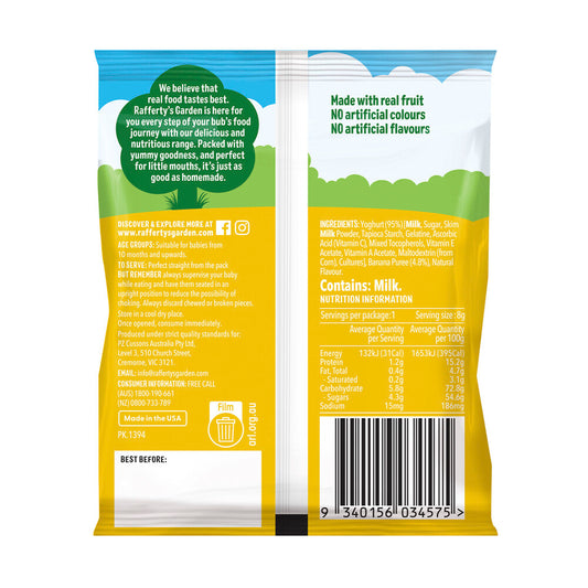 Rafferty's Garden Banana Mini Yoghurt Drops 10m+ - 8g