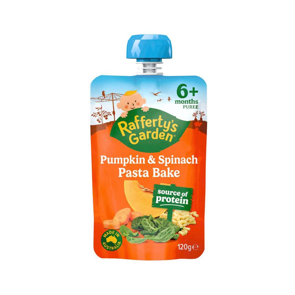 Rafferty's Garden Pumpkin & Spinach Pasta Bake Baby Food Prebiotics Pouch 6+ Months - 120g