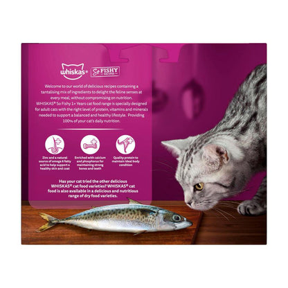 Whiskas So Fishy Recipes Adult Wet Cat Food Seafood Servings In Jelly Pouches 85g - 12 Pack