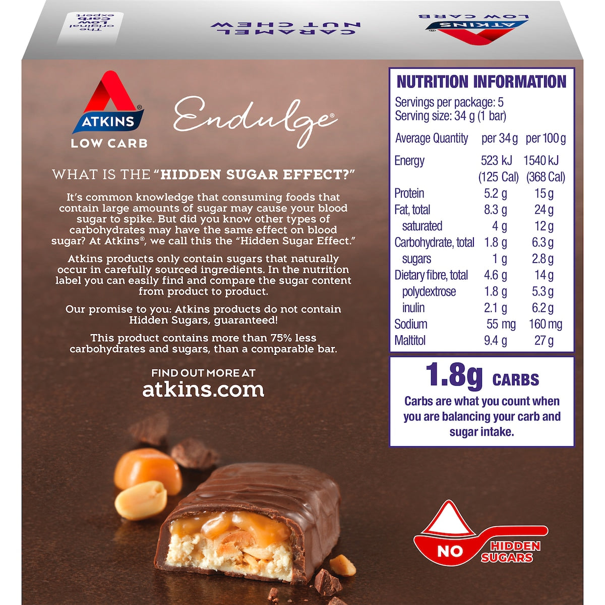 Atkins Endulge Bar Caramel Nut 5 Pack