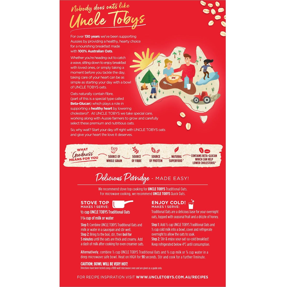 Uncle Tobys Rolled Oats Traditional Porridge 500g