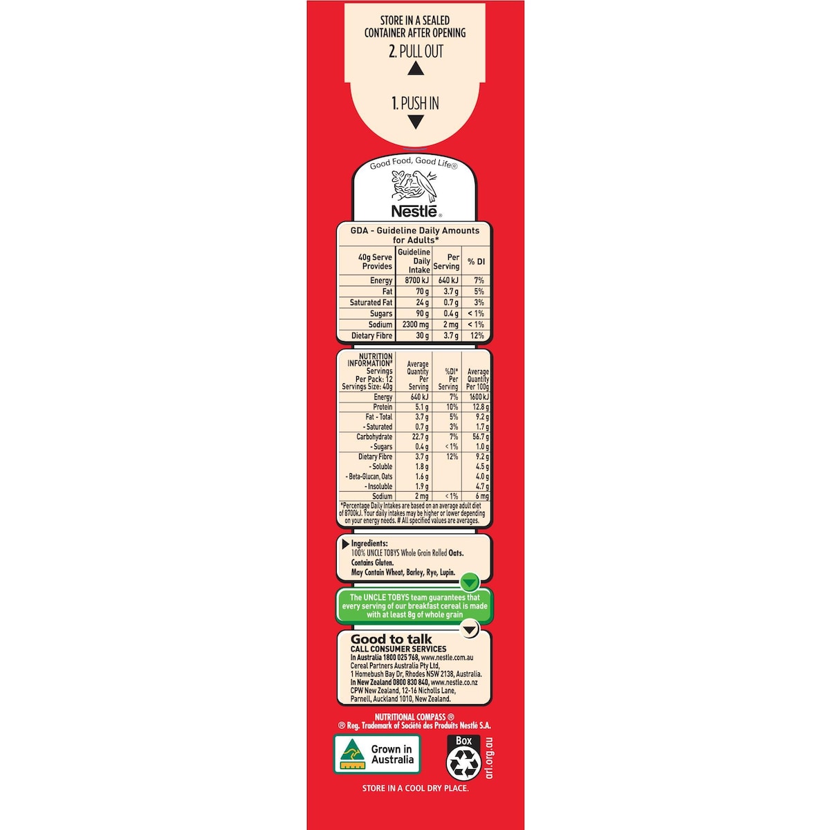 Uncle Tobys Rolled Oats Traditional Porridge 500g
