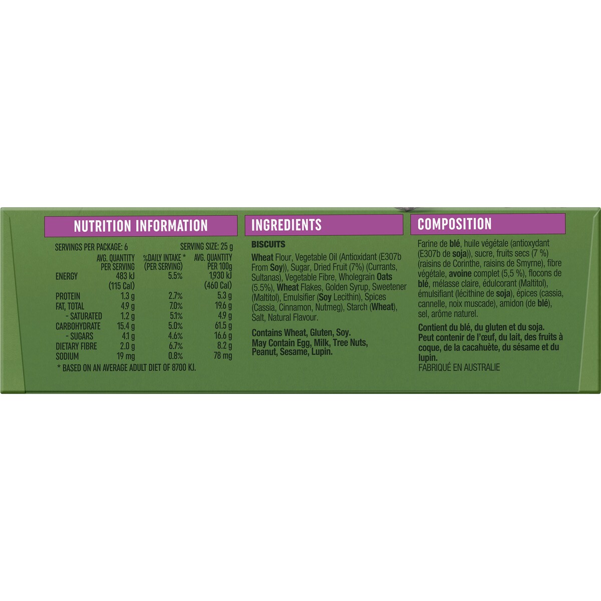 Arnotts Snack Right Oaty Bites Fruit & Oat 6 pack