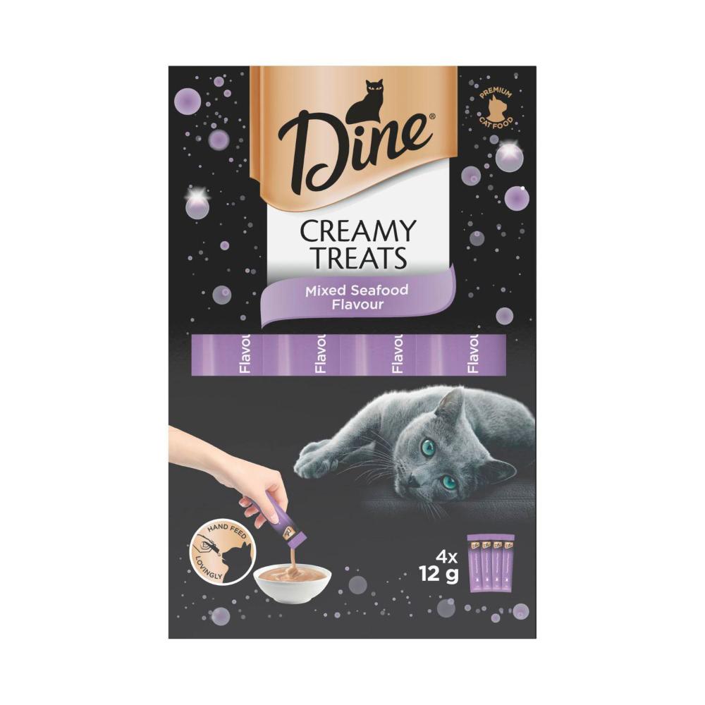 Dine Creamy Treats Cat Treats Mixed Seafood Flavour 4x12g Sachets - 4 pack