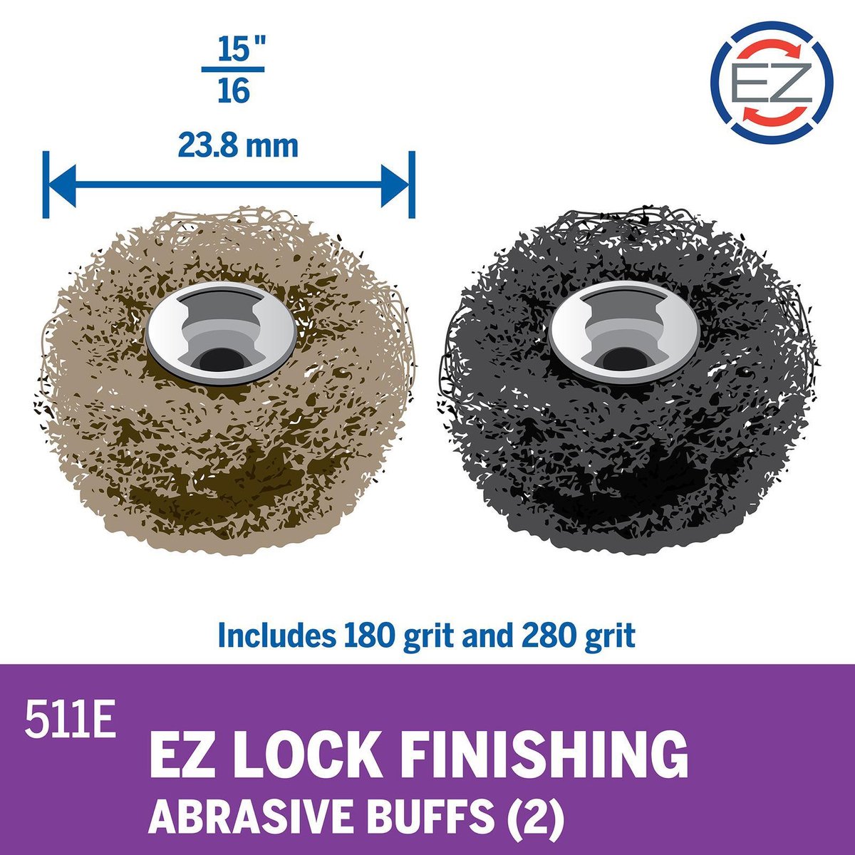 Dremel Finishing Abrasive Buffs - 180 280 Grit - Aluminium Oxide - 2 Pack