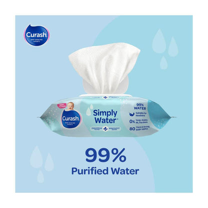 Curash Simply Water Sensitive Skin Baby Wipes - 80 Pack