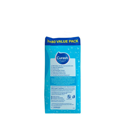 Curash Simply Water Sensitive Skin Baby Wipes - 240 Pack