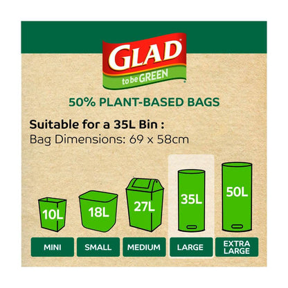 Glad To Be Green Plant Based Kitchen Bags Large - 25 pack