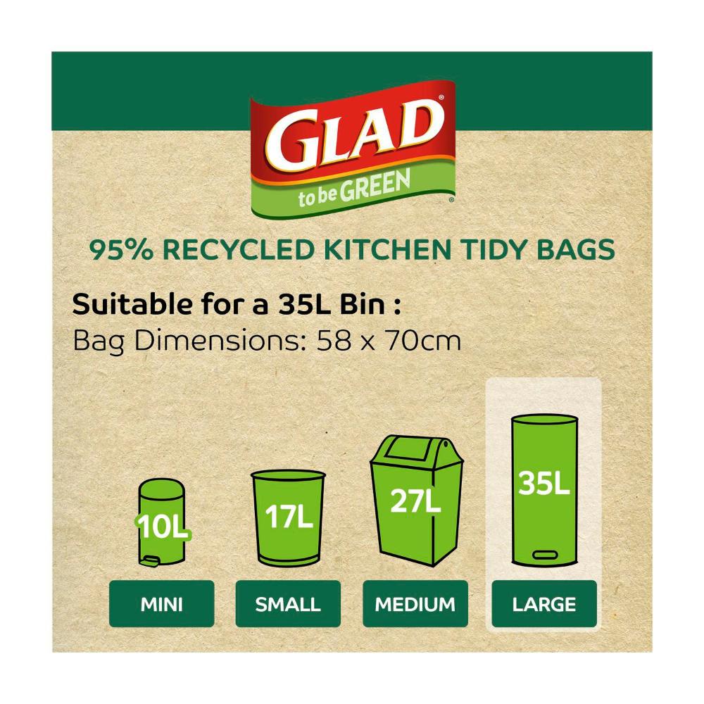 Glad To Be Green Recyed Kitchen Tidy Bags Large - 22 pack