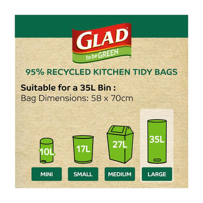 Glad To Be Green Recyed Kitchen Tidy Bags Large - 22 pack
