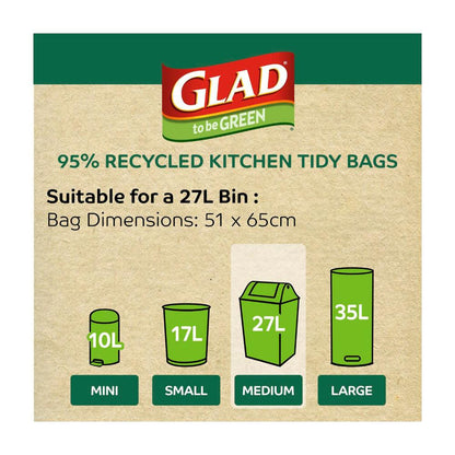 Glad To Be Green Recyed Kitchen Tidy Bags Medium - 28 pack