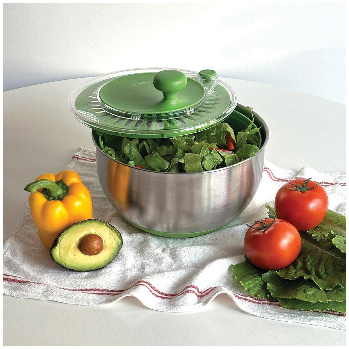 Rollkitchen Stainless Steel Salad Spinner RS-406DBS Green 4.5L