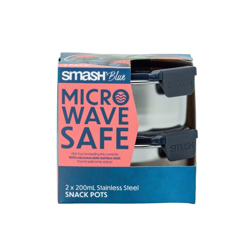 Smash Blue Stainless Steel Snack Pots 200ml - 2 pack