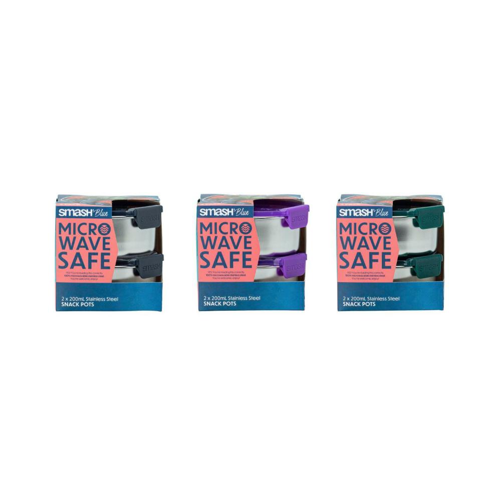 Smash Blue Stainless Steel Snack Pots 200ml - 2 pack