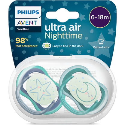 Avent Night Time Soother 6-18m 2 Pack